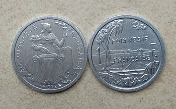 Prancūzijos Polinezija 1 frankas Monetų Es Edition Europoje Realių Originalus Unc Monetos Naujas Išeiti Apyvartą, Kolekcines, 23 mm