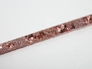 5x2mm Rožinė grubus blizgučiai odos laidas 5mm, butas odos laido