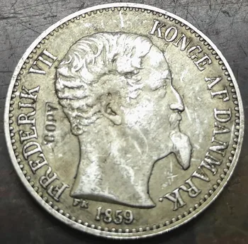 1859 m. danijos West Indies, 20 Centų-Frederikas VII Sidabro Padengtą Monetos Kopija