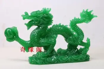 Zodiako Drakonas Dievas golden dragon Jade žalia ornamentas Auksinės Town House Gauti dervos amatų skulptūra apdailos statulos Namuose